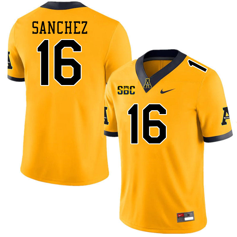 Appalachian State Mountaineers #16 Alex Sanchez College Football Jerseys Stitched-Gold